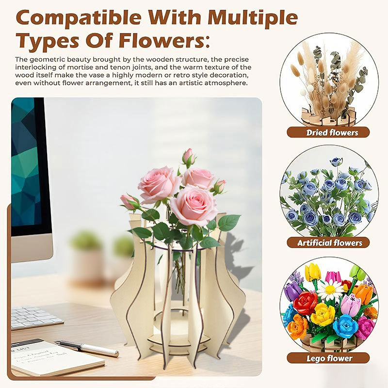 Drewniany wazon-puzzle na buki – Florist Supply Vases recenzja i cena
